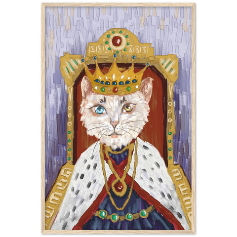 King Cat Wooden Framed Poster