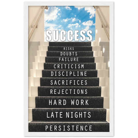 Staircase To Success Motivational Framed Poster - Planet Wall Art