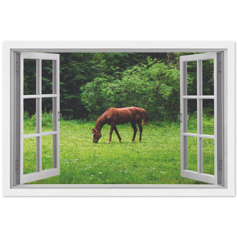 My Grazing Horse Magic Windows Framed Poster - Planet Wall Art