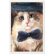 Bowtie Kitty Cat Wooden Framed Poster