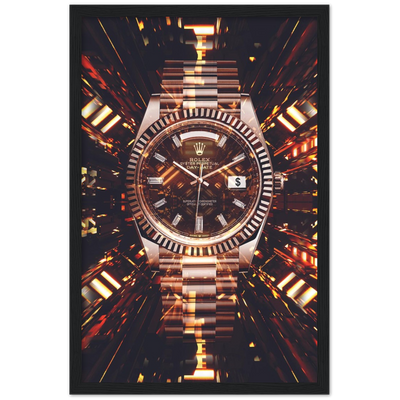 Golden Watch Hologram Framed Poster - Planet Wall Art