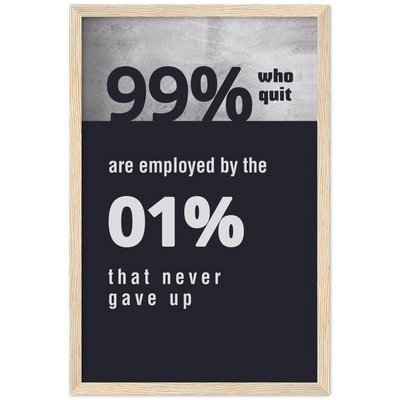 99 VS 1 Percent Motivational Framed Poster - Planet Wall Art