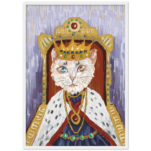 King Cat Wooden Framed Poster