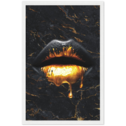 Lips Of Gold Pop Art Framed Poster - Planet Wall Art