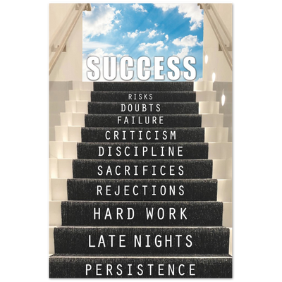 Staircase To Success Premium Matte Paper Motivational Poster