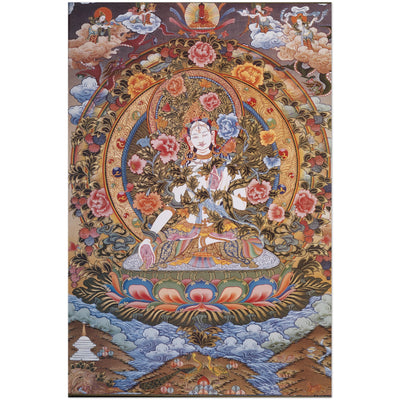 Flower Buddha Tibetan Thangka Premium Matte Paper Poster