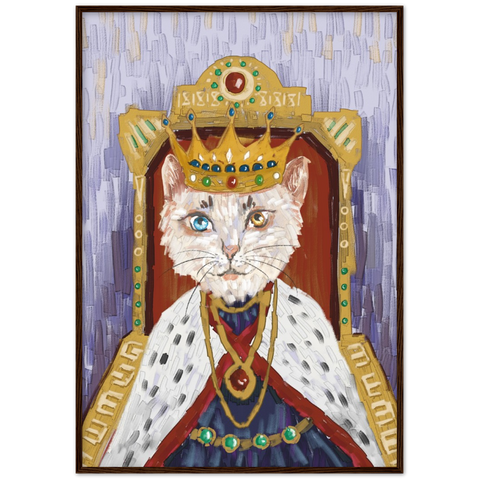 King Cat Wooden Framed Poster