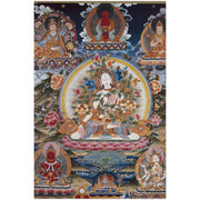 5 Buddhas Tibetan Thangka Premium Matte Paper Poster