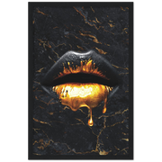 Lips Of Gold Pop Art Framed Poster - Planet Wall Art