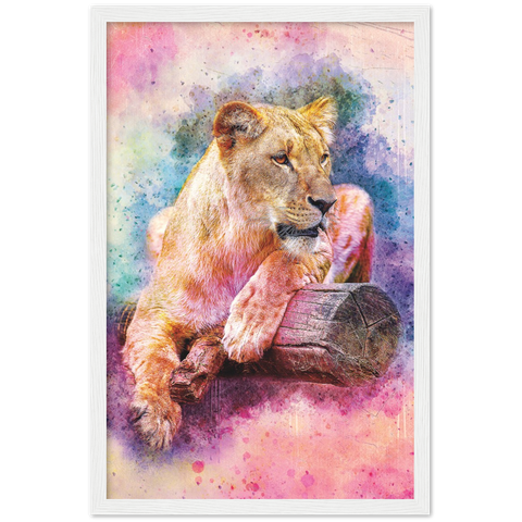 Watercolor Lioness Framed Poster - Planet Wall Art