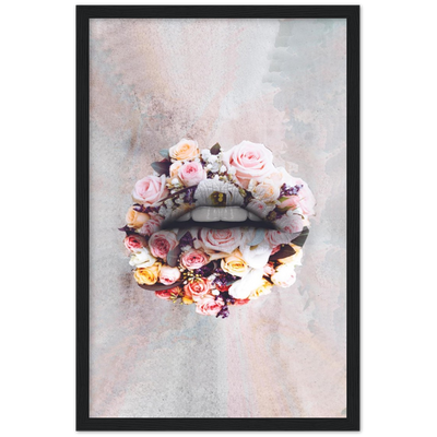 Pink Rose Lips Pop Art Framed Poster - Planet Wall Art