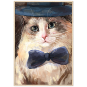 Bowtie Kitty Cat Wooden Framed Poster