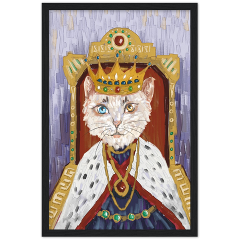 King Cat Wooden Framed Poster