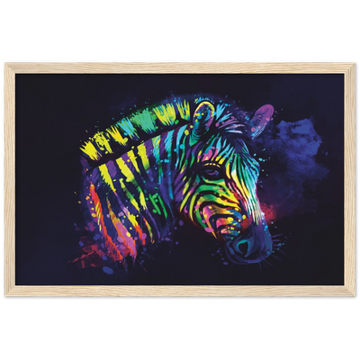 Rainbow Zebra Framed Poster - Planet Wall Art