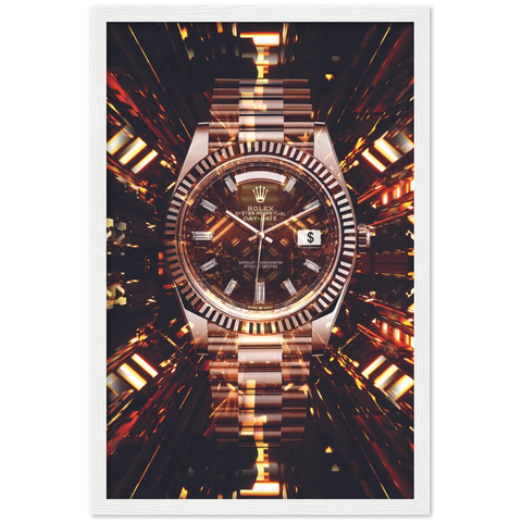 Golden Watch Hologram Framed Poster - Planet Wall Art