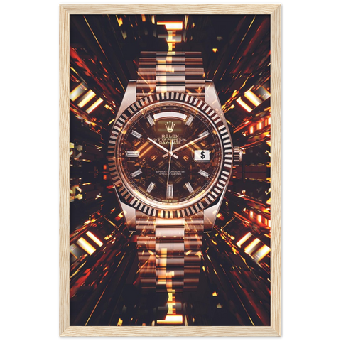 Golden Watch Hologram Framed Poster - Planet Wall Art