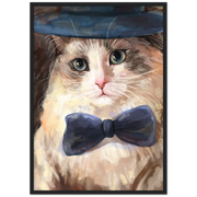 Bowtie Kitty Cat Wooden Framed Poster