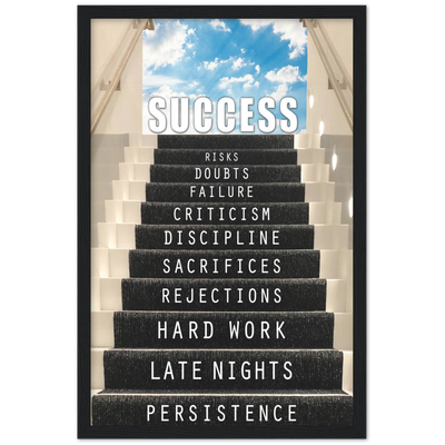 Staircase To Success Motivational Framed Poster - Planet Wall Art