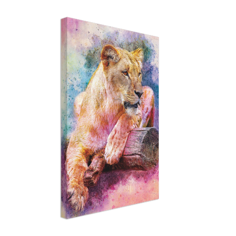 Watercolor Lioness Canvas Print - Planet Wall Art