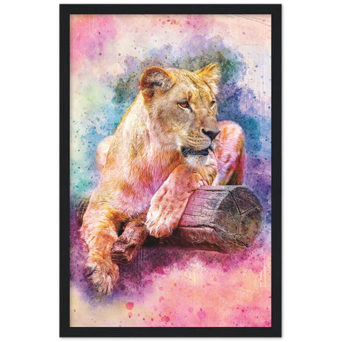 Watercolor Lioness Framed Poster - Planet Wall Art