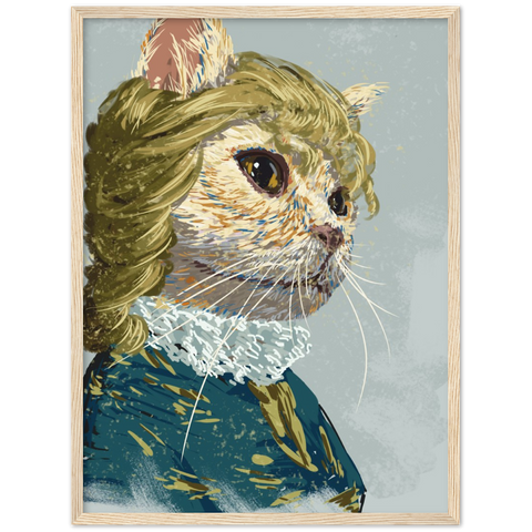 Elizabethan Cat Wooden Framed Poster