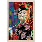 Kimono Cat Wooden Framed Poster